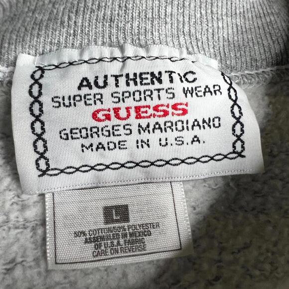 Vintage 90s Guess Georges Marciano Sweatshirt USA Made Gray Triangle Logo Size L - Picture 9 of 12